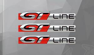 送料無料 PEUGEOT GT LINE Stickers Decals プジョ ステッカー シール デカール 11 X 1.5cm 3枚セット