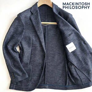 【極美品】マッキントッシュフィロソフィー テーラードジャケット カラミ織り ネイビー 春夏 メンズ MACKINTOSH PHILOSOPHY