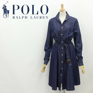 国内正規品◆POLO RALPH LAUREN ポロ ラルフローレン ベルテッド デニム フレア シャツ ワンピース インディゴ 4