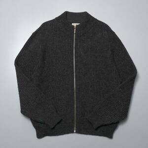 TH2997 70～80s アメリカ製*エルエルビーン/L.L.Bean*ジップアップセーター/メンズL/カーディガン/グレー/ウールニット