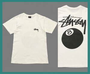 966◆STUSSY ステューシー◆ビッグロゴ 8ボールプリント コットン 半袖 Tシャツ ホワイト S