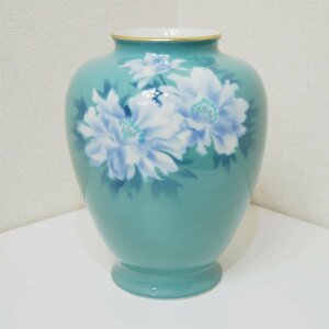 ★ 深川製磁 色絵彩磁 白牡丹 花器 花瓶 　高さ：約24.5㎝