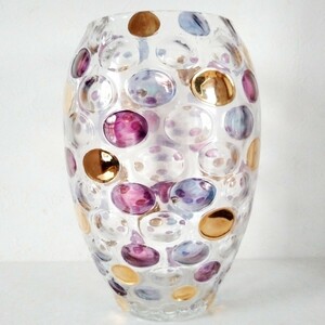 ボヘミアガラス チェコ ウォータードロップ 花瓶 フラワーベース 花器 水玉 インテリア 置物 BOHEMIA 花入