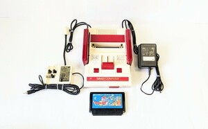 動作品・清掃済み★初代 後期型 任天堂／Nintendo「HVC-001 ファミコン」本体・純正RFスイッチ・純正ACアダプタ+ドラクエⅡ まとめてセット