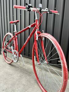 新品☆気軽に乗れるファッションカラーバイク☆レッド　ROOTS　シークレットコード700　オシャレ 赤いクロスバイク