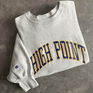 90s ビンテージ USA製 チャンピオン HIGH POINT ハイポイント大学 REVERSE WEAVE リバースウィーブ スウェット XL グレー アメリカ製