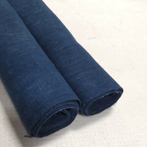 【時代布】 木綿 藍染め 無地 2枚 合計約380cm 生地 古布 古裂 アンティーク リメイク素材 A-924