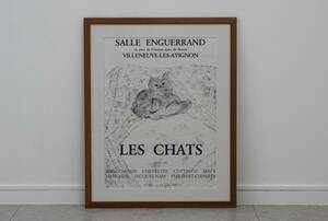 ■ フランスヴィンテージ　猫の絵の展覧会ポスター　「LES CHATS」 SALLE ENGUERRND ■