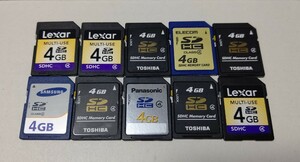 SDHCカード 4GB 10枚セット SD TOSHIBA 東芝 メモリー ジャンク 中古
