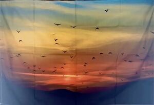 【ラス１】夕陽 日没タペストリー　黄昏時　90×60cm 壁掛け　壁掛け　ポスター　マルチカバー tapestry 背景