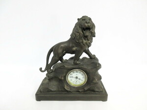 稼働品 ライオン タイガー 虎 スモセコ ゼンマイ 置時計 tokyo clock