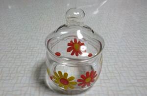 USED かわいい 昭和 レトロ 食器 小物入れ ポット 瓶 ガラス レトロポップ フラワー 花柄 アンティーク レア