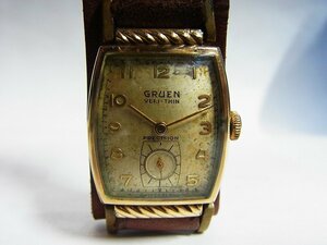 A5369 スイス グリュエン VERI-THIN 手巻 17石 腕時計 スモセコ 現状品