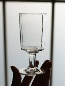  欠け有り 古い手吹きガラスのシンプルな筒型のビストログラス / 19世紀・フランス / 硝子 ワイングラス アンティーク 古道具 Bら