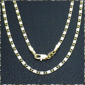 [NECKLACE] 18K Gold Plated イエローゴールド スラッシュ カット デザイン マリタイム チェーン チョーカー ネックレス 2.2x410mm (4.8g)