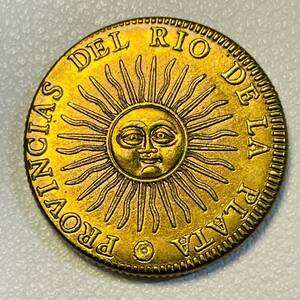 アルゼンチン 硬貨 古銭 ラ・リオハ州 1826年 太陽 国章 帽子 エスクード コイン 重5.62g