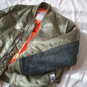 限定別注●goodenough×alpha×Harris Tweed MA1●グッドイナフ ハリスツイード アルファ検 fragmentフラグメント affa 藤原ヒロシ