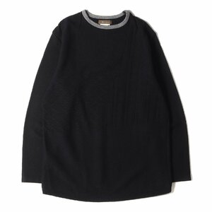 Yohji Yamamoto(Ys) ヨウジヤマモト 00AW ジャガード パッチワーク リンガーネック ニット セーター Ys for men Y2K ブラック 3 日本製