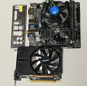 【中古】ASRock H310M-ITX/ac Core i3-8100 8GBメモリ 1枚 ZOTAC GTX1050 ZT-P10500A-10L / LGA1151 Mini-ITX