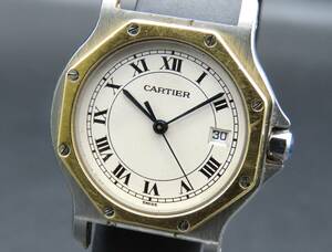 1円～! 稼動品★正規品 Cartier カルティエ 187902 サントスオクタゴン LM アイボリーダイヤル ヴィンテージ レディース腕時計 TTKLG5606