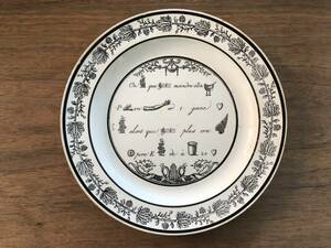 フランスアンティーク　初期　ショワジー　グリザイユ　プレート　平皿　21.5㎝　白皿　1800年代　なぞなぞ