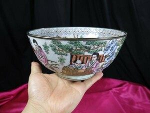 B 清朝人物色絵鉢 中国　　呉須　磁器　陶器　清時代