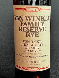 Van Winkle Family Reserve Rye Whiskey 13years (1998年頃リリースボトル）Old Commonwealthでジュリアン自らボトリング時代！バーボン