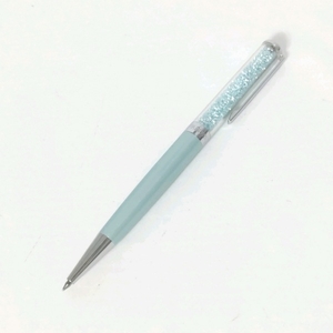 スワロフスキー SWAROVSKI ボールペン - 金属素材×スワロフスキークリスタル ライトブルー×シルバー インクあり(黒) ペン