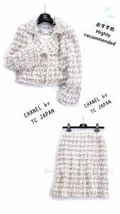 シャネル スーツ CHANEL モナコ王妃 アイボリー ウール ツイード ジャケット スカート 38
