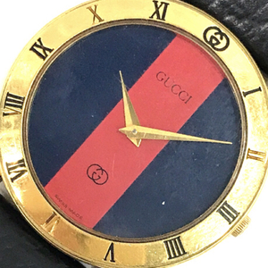 グッチ クォーツ 腕時計 シェリーライン メンズ 未稼働品 ファッション小物 純正尾錠 社外ベルト GUCCI