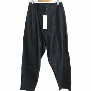 未使用 23SS pas de calais リネンコットンツイル ストレッチ テーパードパンツ 34 ネイビー ◆