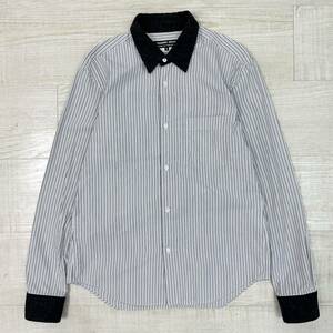 11aw 2011 COMME des GARCONS HOMME DEUX コム デ ギャルソン オムドゥ 異素材 ドッキング ストライプ シャツ STRIPE SHIRT サイズ XS