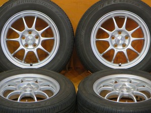 超軽量 美品 溝あり【エコフォルムCRS102 ブリヂストンエコピアNH100 195/65R15】15インチ 6J+45 PCD100-5H プリウス カローラツーリング