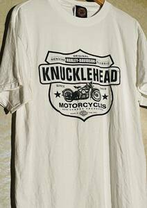 ハーレーT Harley-Davidson ハーレーダヴィッドソン Tシャツ Tshirt L XL 白 1998年製 ヴィンテージ USA Knucklehead ナックルヘッド