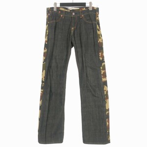 エンジーンズ YEN JEANS RED LABEL カモフラ切替 デニムパンツ ジーンズ 30 ブラック 黒 07Y7M-013 メンズ