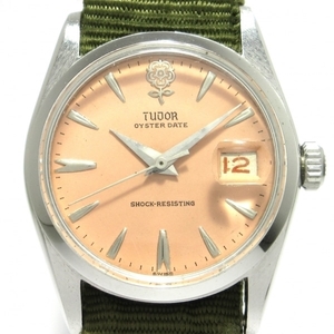 TUDOR(チューダー/チュードル) 腕時計 オイスターデイト 7919 ボーイズ SS/社外ベルト/デカバラ ピンクベージュ