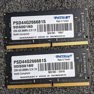 【中古】DDR4 SODIMM 8GB(4GB2枚組) Patriot PSD44G266681S [DDR4-2666 PC4-21300]