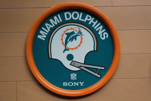 即決■マイアミドルフィンズ 丸プレート【MIAMI DOLPHINS】NFL■SONYソニー皿■アメリカンフットボール ノベルティグッズ アメフト 金属