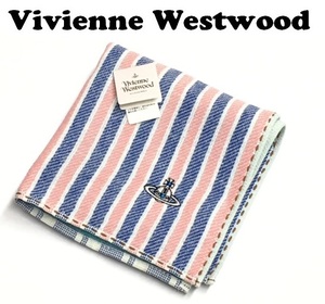 【Vivienne Westwood】(NO.3187）ヴィヴィアンウエストウッド タオルハンカチ ストライプ　未使用　28cm