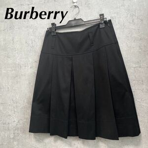 BURBERRY バーバリー 黒スカート ひざスカート プリーツスカート 無地　コットン　綿　サイズ40
