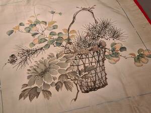 ◆花籠文様 友禅染刺繍 袱紗◆ 時代衣装古裂古布法衣装束狩衣神主衣装巫女公家衣装有職衣装袈裟打敷表具裂金襴錦裂