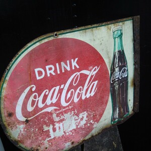 珍品 レア 昭和レトロ当時物 Coca-Colaコカ・コーラ両面看板