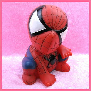 スパイダーマン 貯金箱 硬貨ソフビ BIGサイズ アメコミ レトロ ★ 高さ 約24.5cm ・硬貨投入口 約2.5cm×0.5cm ／ 1点 Used