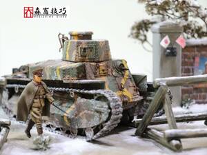 ◆1/35・89式中戦車・ファインモールド・封鎖線・雪・レンガ塀・ジオラマ・完成品◆