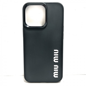 ミュウミュウ miumiu 携帯電話ケース 5ZH149 - ラバー×プラスチック 黒×白 iPhoneケース/iPhone13Pro 財布
