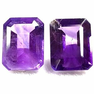 天然アメジスト　ルース　スクエアカット　約1.8ct　約9×7mm　ウルグアイ産　世界各地出展品買い付け　透明度抜群　高発色　1粒　！