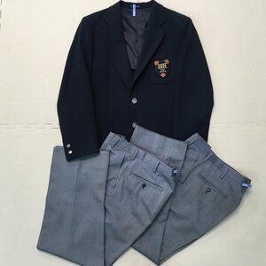 AT481-1 (中古) 栃木県 白楊高校 男子学生服 3点セット /指定品/175A/W73/ブレザー/ズボン/FUJI YACHT/制服/冬服/夏服/中学校/高校/学生服