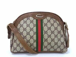 1円 GUCCI オールドグッチ ヴィンテージ シェリーライン GG柄 PVC クロスボディ ショルダーバッグ 斜め掛け レディース ブラウン系 BF7619