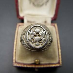 シグネット 鷲 装飾 925 シルバー 米国 ヴィンテージ リング 銀 指輪 昭和レトロ イーグル 彫金 50