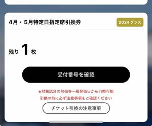 オリックス バファローズ 4・5月特定日指定席引換券 1枚分